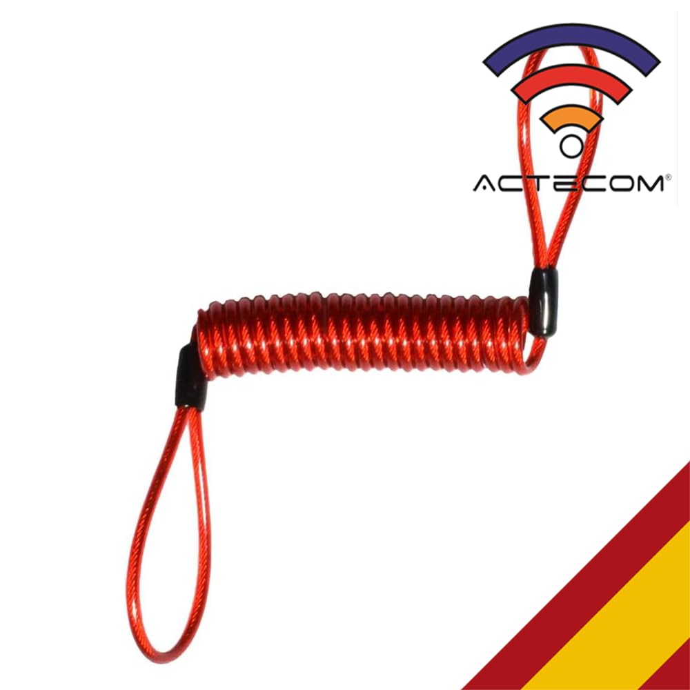 actecom Cable Enrollado para candado de Moto recordatorio para candados de Moto Espiral para Motos Cable para candado de Moto (Rojo)