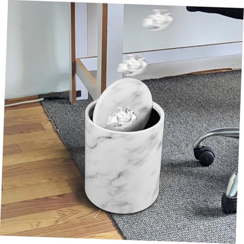 Caneca de basura rectangular blanca con tapa de bisagra miniatura 6