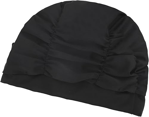 Miniatura 4 de Gorro de natación grande para mujer, de pelo largo, gorro de natación, de nailon elástico de gran tamaño, con pliegues elegantes