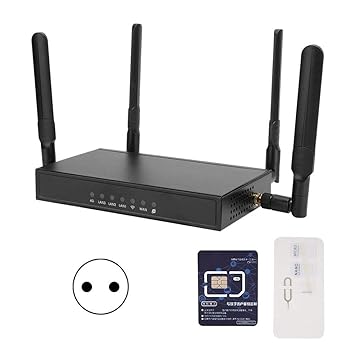 4G Wireless Router, 300Mbps 2.4GHz-2.4835GHz 360� Gain Antenna Industrial 4G LTE Wireless WiFi Router for Household Office Shop Mall Outdoor Car Router (EU Plug-Black)