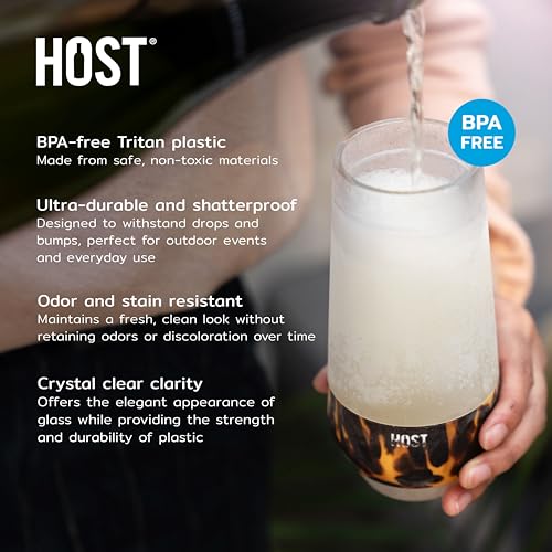 Image of Host Freeze Insulated Champagne Glasses, Gifts for Mom, Home Bar Gifts for Women, Freezer Cooling Cups for Mimosas, Prosecco and Bubbly, Stemless Chilling Sparkling Wine Glasses, 9oz, Set of 2, Marble