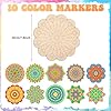 Vercraft 28 Pcs Wooden Mandala Painting Set Diwali Crafts Include 10 Unfinished Wood Cutouts with 18 Colored Pencil for Making Kit Mandala Crafts for Painting DIY Home Decors(Floral Style) #1
