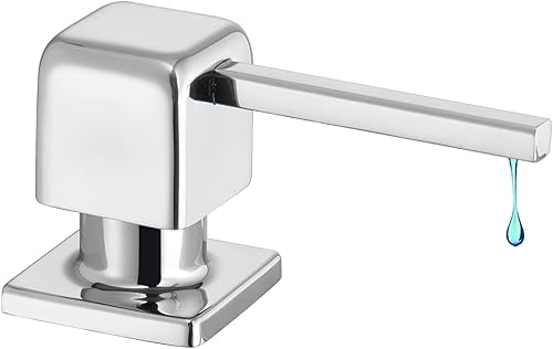 CREA Dispensador de jabón de cocina, dispensador de jabón cromado para fregadero de cocina, dispensador de jabón integrado para baño con tubo de 39