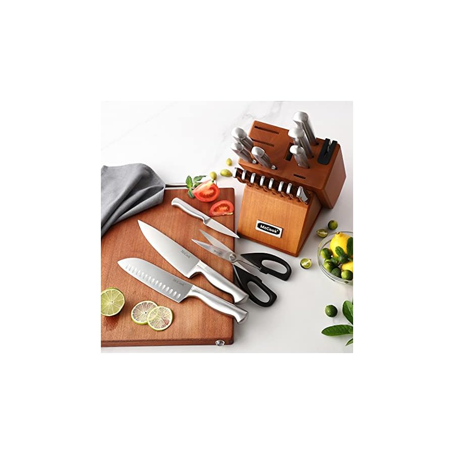 MC69-20-Pieces-German-Knives-Block-Set-with-Built-in-Sharpener-McCook-MC60-Stainless-Steel-Cooking-Utensils-Sets MC69 20 Pieces German Knives Block Set with Built-in Sharpener + McCook MC60 Stainless Steel Cooking Utensils Sets