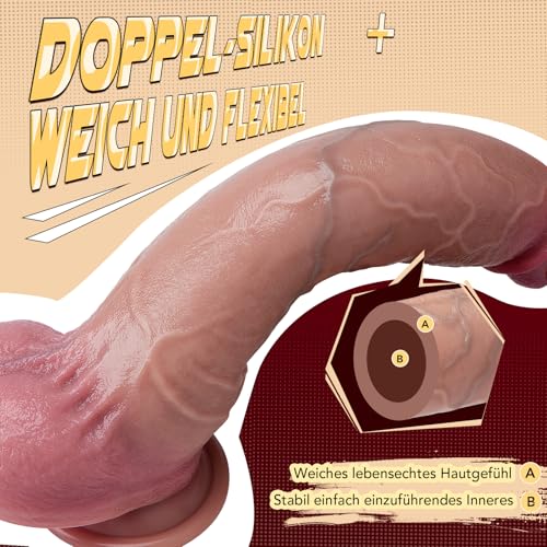27CM Dildo Sex Spielzeug für die Frauen Männer Paare - Realistischer Silikon Dildos Sexspielzeug Analdildo Sex Toys mit Beweglicher Vorhaut, XXL Anal Plug Penis Groß Gay mit Starkem Saugnapf (Fleisch)