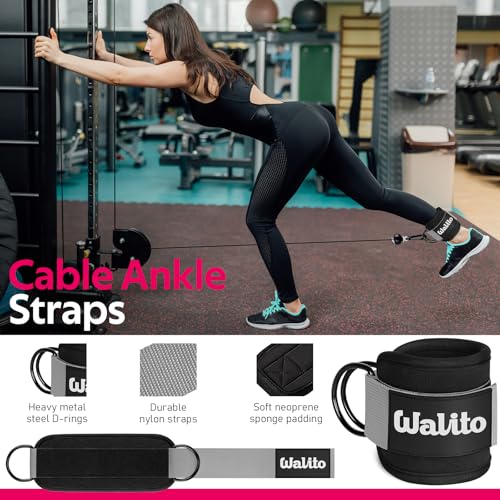 Image of WALITO 8Pcs Barbell Pad Set for Hip Thrust - Squat Pad,Gym Accessories for Women with Bar Bad,Bench Press, with Gym Ankle Straps,Resistance Bands for Working Out,Lifting Strap,Carry Bag