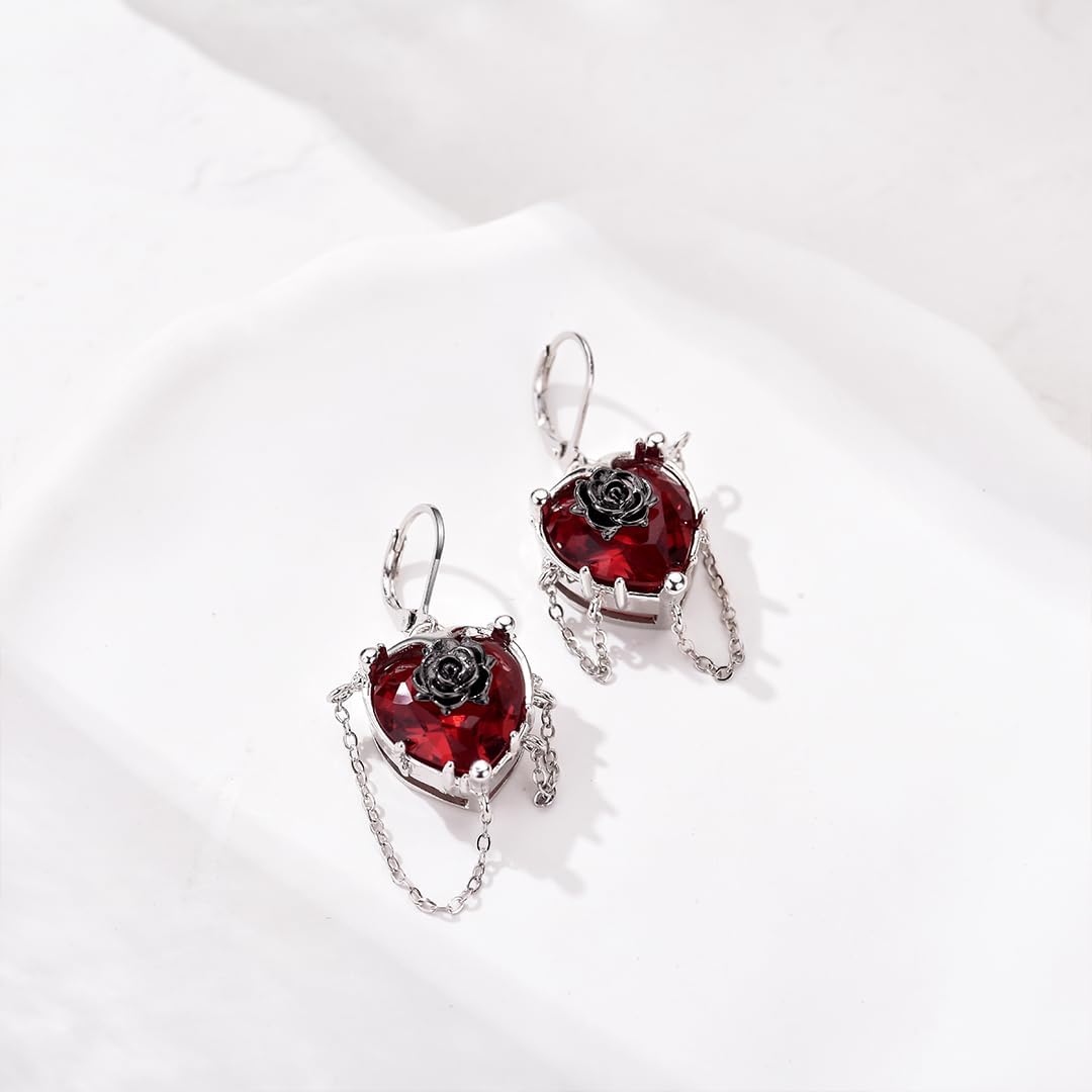 Gothic Skull/Bat/Skeleton/Anatomical Heart/Black Rose Earrings for Women Dangle Goth Jewelry Valentines Halloween Christmas Gifts for Women Men - Image 4