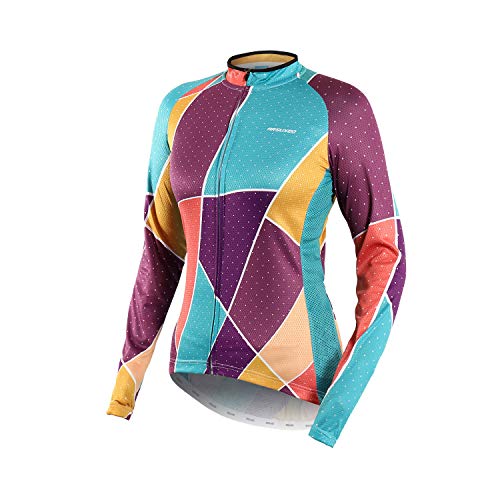 ARSUXEO Womens Cycling Jersey Long Sleeves MTB Bike Bicycle Shirts Size Large