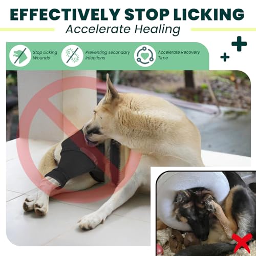 Image of Dog Rear Leg Sleeve to Stop Licking, Hind Leg Protector for TPLO Recovery, ACL Surgery, Wounds or Skin Issues, Soft Breathable Cover for Large Medium Small Dogs (2XL-,Right)