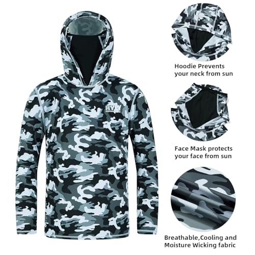 Fishing Shirts for Men,Long Sleeve Rash Guard Shirts Sun Protection Hoodie Athletic Running Hiking Shirt 1/2 Packs3