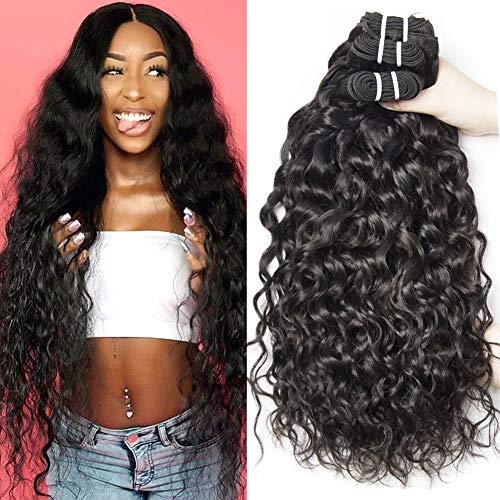 Yavida Brazilian Water Wave Bundles 8A Brazilian Curly Hair 3 Bundles Wet and Wavy Virgin Human Hair Weave Natural Color 20 22 24 Inch (20 22 24)