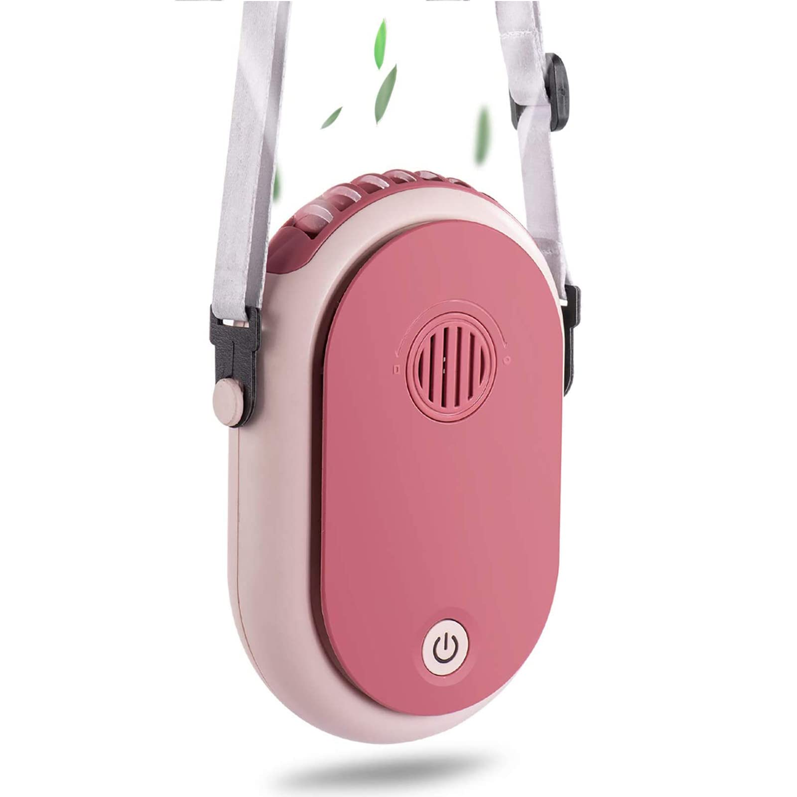 KASTWAVE Portable Hanging Neck Fan, Rechargeable Necklace Fan with Adjustable Lanyard, 3 Speed Wearable Mini USB Necklace Fan for Eyelash Women Kids Girls Men Outdoor Travel Camping Park (Pink)