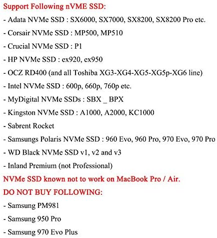 M.2 NVME Macbook SSD Convert Adapter for Upgraded MacBook Air Pro Retina Mid 2013-2017, AHCI SSD Upgraded Kit for A1465 A1466 A1398 A1502