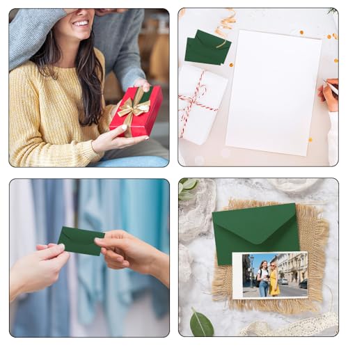 ZSUIQIN 50 Stück 10.5 x 6.8 cm Briefumschläge, Mini Umschläge, Grün, Briefumschläge Ohne Fenster, für Münze, Namenskarte, Karte, Bankkarten, Grußkarten, Einladung (Karte und Kleber Nicht Enthalten)