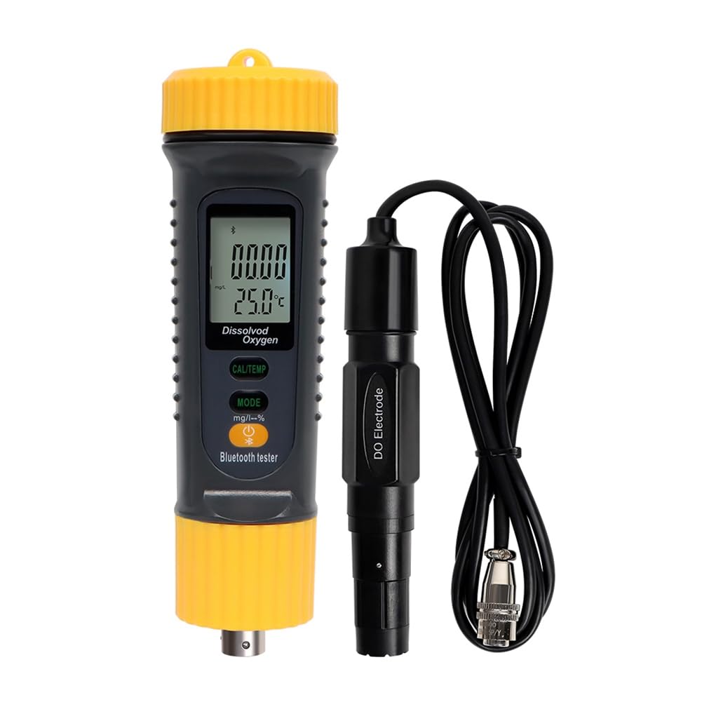Misuratore di Ossigeno Disciolto Bluetooth con Display LCD Digitale Professionale per la Qualità 'Acqua 0.0‑20.0mg/L 0°C-50°C Misuratore di Temperatura