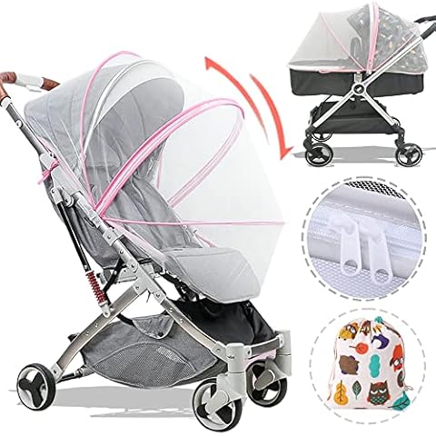Mosquito net for Stroller,Universal Baby Mosquito net,Double Zipper Design,Easy Installation,Premium Quality Mesh,More Breathable,Tear Resistant & Washable,Fits Strollers and Bassinet ( Pink ) Cover