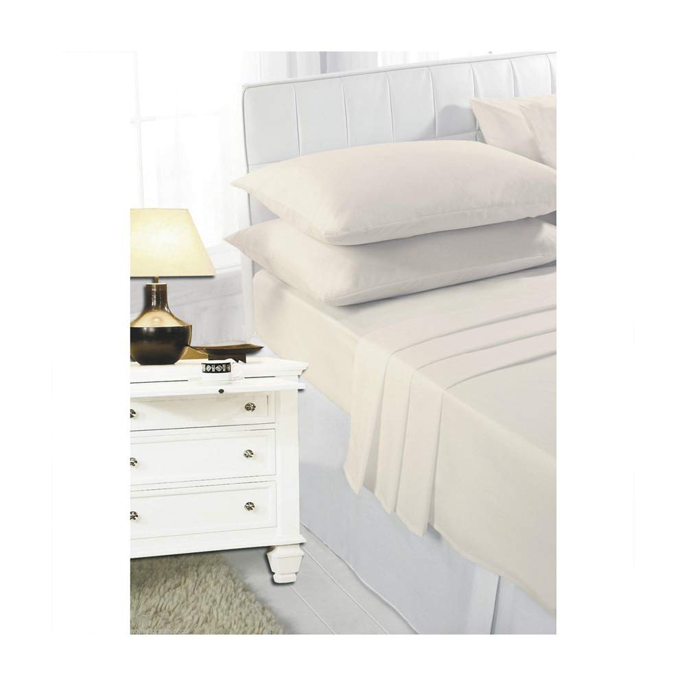 Flat Sheets Polycotton Bed Sheets Single Size Bed Poly Cotton Bedding, Cream