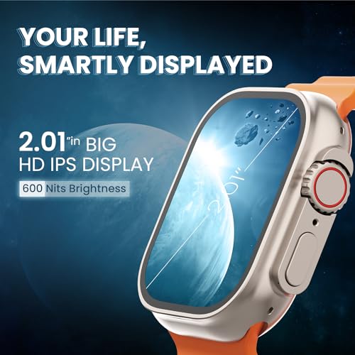 Image of Kratos SW18 Smart Watch with 2.01'' Large LCD Display, Wireless Charging, AI Voice Assistant, Smart Watch for Men with Metal Body, 50+ Sports Modes, 24 /7 Health Tracking, BT Calling, 200+ Watch Faces