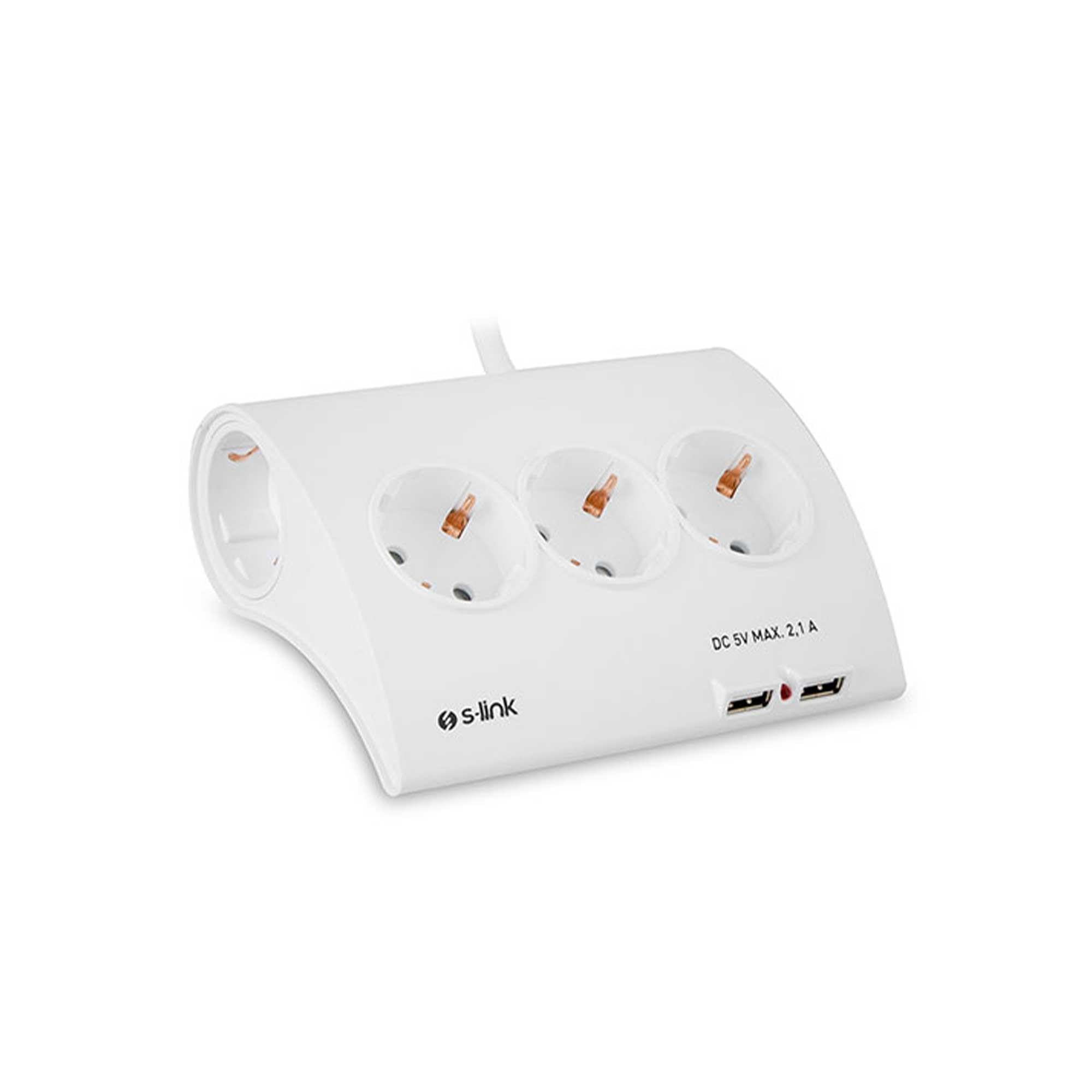 S-Link SPG9-5-15 Spine di gruppo desktop a cinque tipi con protezione corrente e 2 prese di ricarica USB 2.1A