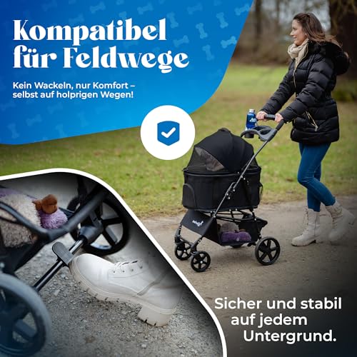 Tierbox Hundebuggy Hundewagen klappbar mit QuickFold, einfacher Transport, Traglast bis 15 kg - Schwarz