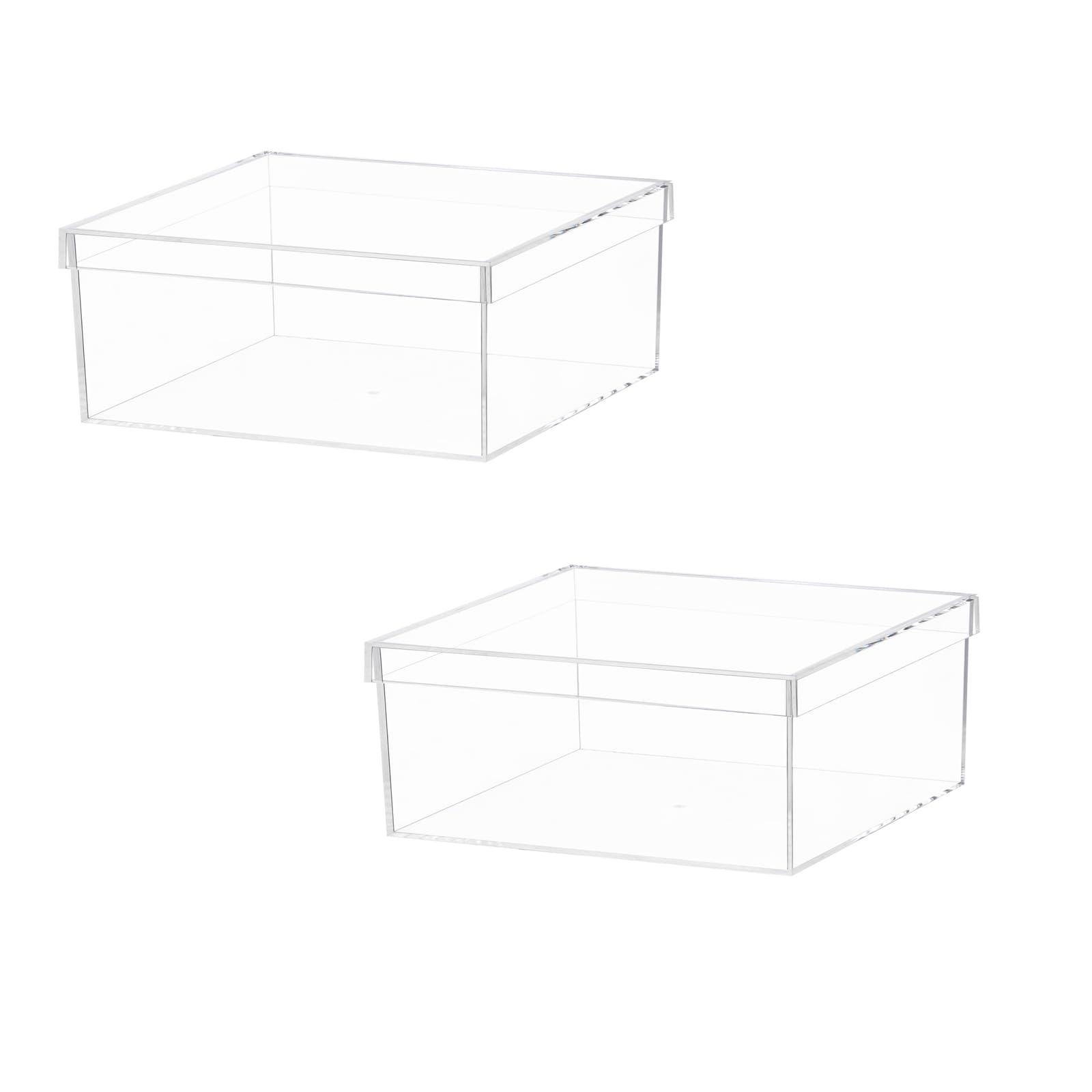 Dayaanee Clear Acrylic Box with Lid, Clear Acrylic Plastic Square Cube containers Storage Box 5.9x5.9x2.36Inches/150X150X60mm for Candy Pill and Tiny Jewelry,2 Pack