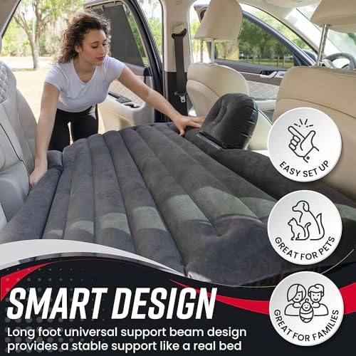 Image of Premium-Car-Inflatable-Bed-with-Pump-2-Air-Pillow-Quick-Inflatable-Back-Seat-Bed-Car-Inflatable-Mattres-Car-Bed-Mattres-Carr-Bed-For-Kids-Travel-Trip's-Beach-Bad-Breath-Cool (Black)