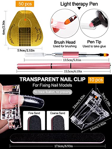 EBANKU Nagel Dual Forms Tipps mit 3 Style Dual Nail Forms,1 Gel Brush & Picker, 1 Nagelfeile, 10 Nagelspitzen Clip und… – Bild 4