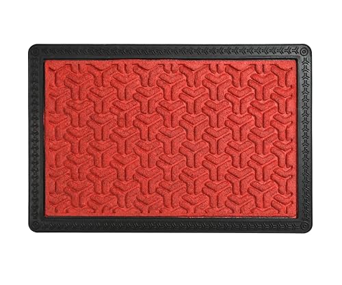 Image of Premium Waterproof Doormat for Home Entrance, All-Season, Heavy-Duty, Natural Rubber, Fade-Resistant & Easy to Clean (60X40 cm Red)