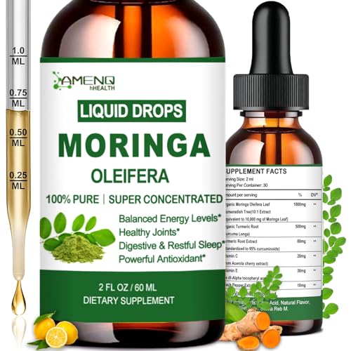 Pure Moringa Oleifera Liquid Drops, Organic Moringa Leaf Extract w. Turmeric, Black Pepper, Moringa...