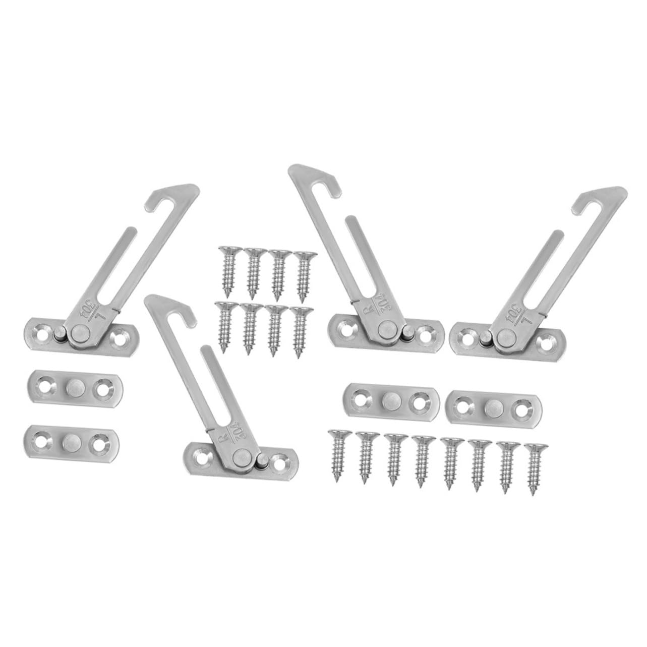 Housoutil 8 Piezas Cerradura de Seguridad para Ventanas de Limitador de Apertura sin Taladro Acero Inoxidable para Protección Infantil Fácil Instalación Reutilizable