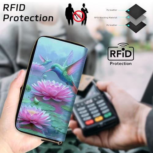 Womens Wallet Large Capacity Card Holder Wallet Long Rfid Blocking PU Leather Clutch Purse with Wristlet with Zipper Coin Pocket Travel Shopping Dating Essentials4