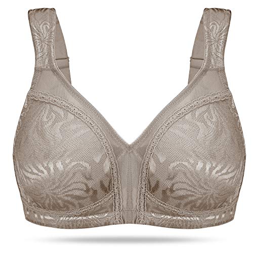 HANSCA Full Coverage Minimizer Wirefree Unlined Support Non Padded Comfort Bra for Large Busted Women (Toffee, 38G)