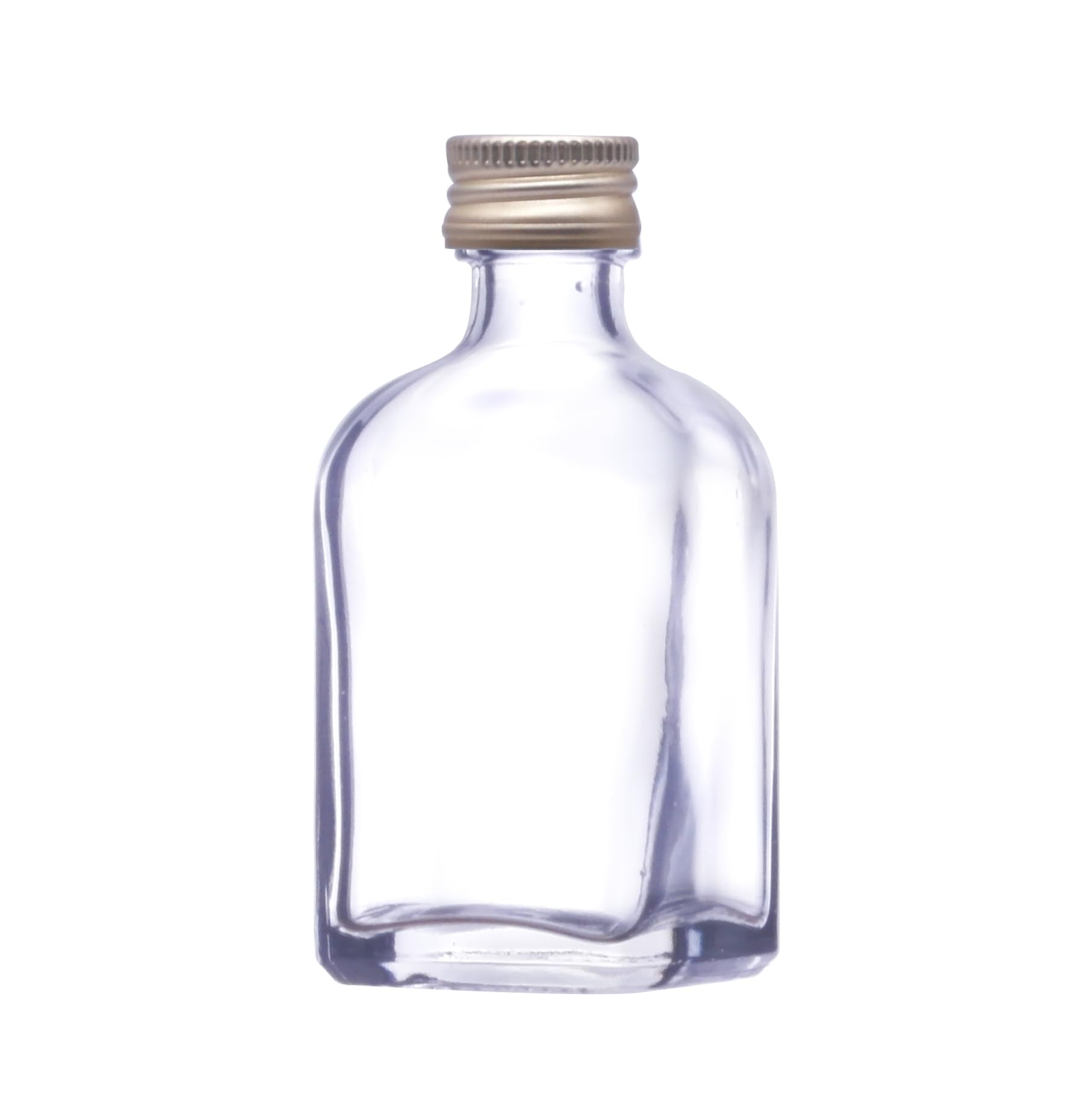70 X Mini/Miniature square glass bottles (50ml) with gold caps. Perfect for small gifts of spirits, homemade drinks or as wedding favours