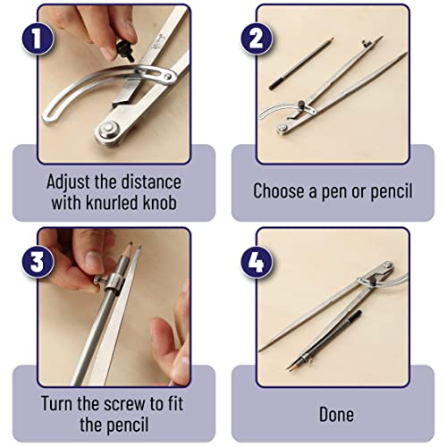 mr pen- professional compass for woodworking 8 inch compass with wing