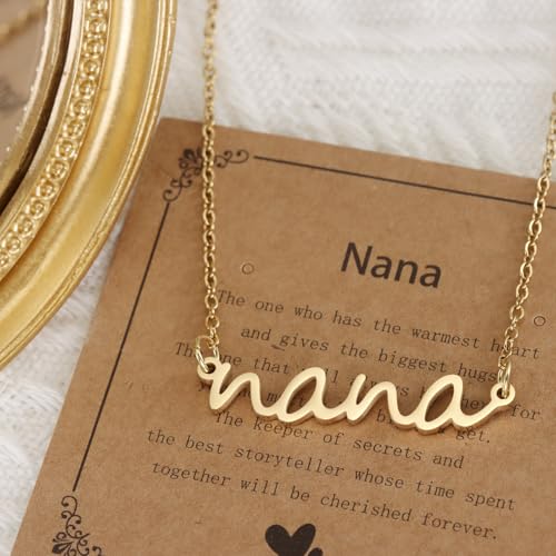 HUTIMY Nana Necklace for Women Gold from Grandkids Grandson Grandma Birthday Unique Gift Nana Jewelry3