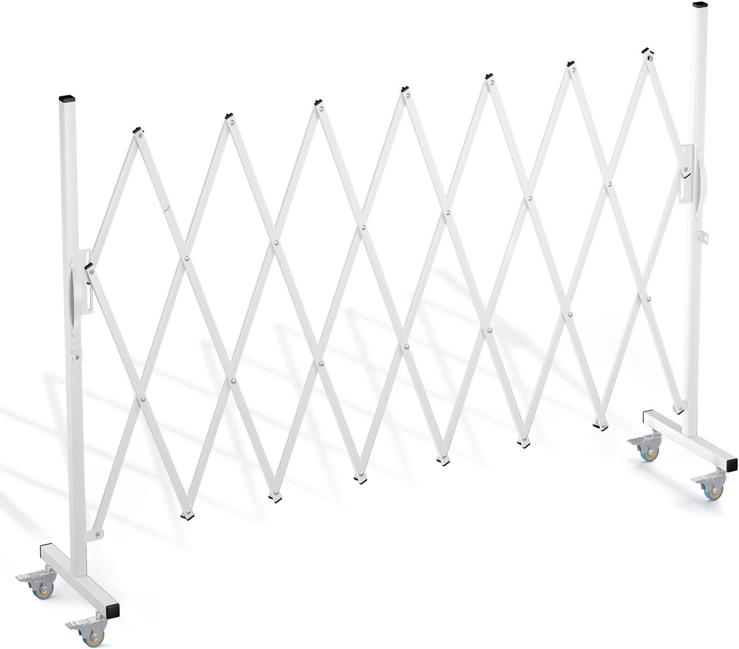 Expandable Barricade Gate,82" Metal Safety Barrier Gate with Casters,Accordion Garden Yard Outdoor Indoor Fence Folding Security Dog Gates Wall Mount,White Small White