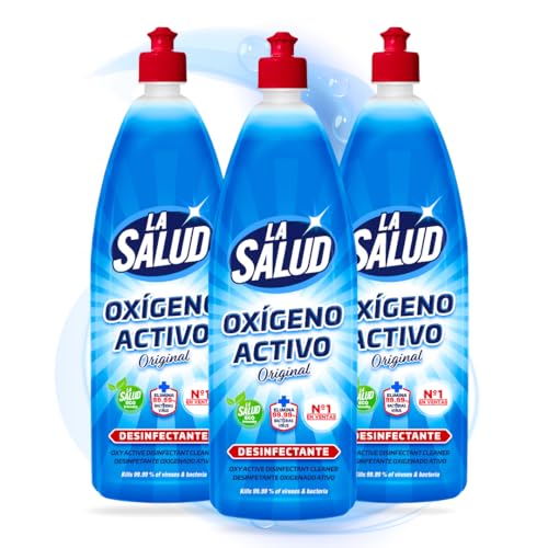 FAMILYCOM Multiusos Oxigeno Activo La Salud Pack 3 unidades, Limpiador Multiusos Desinfectante Oxígeno Activo Original, Limpieza Sin Lejía, Perfume Agradable y Duradero