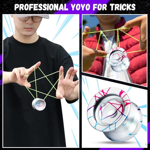X8 Professional Yoyo for Kids 8-12 Above, Unresponsive Yoyo for Finger Spin Tricks, Metal Responsive Yo-yo for Beginners with 10 Strings, Case, Bearing Kits