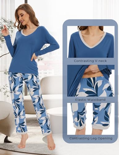 Image of GYS Women's Bamboo Viscose Long Sleeve Pajamas Set