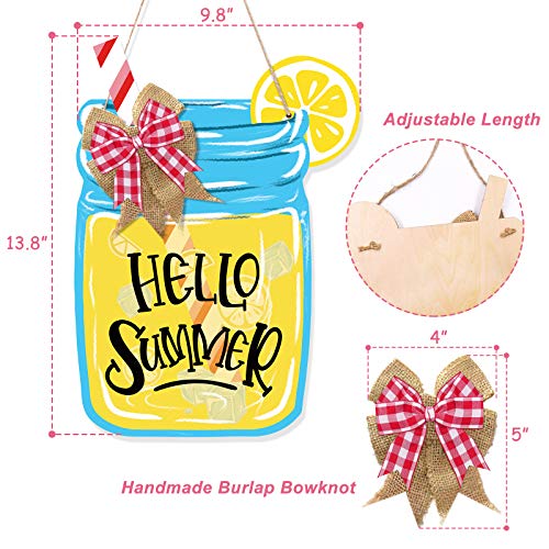 Huray Rayho Lemonade Door Hanger Happy Summer Welcome Door Sign Summer Lemon Mason Jar Hanging Dcor Farmhouse Rustic Wall Porch Front Door Decorations Supplies #TOP3