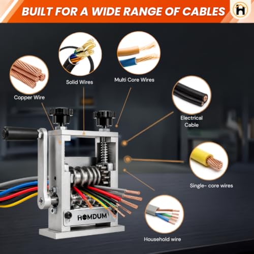 Image of Homdum 6-in-1 Manual Wire Stripper Machine, Drill-Operated & Hand Crank Cable Stripping Tool, Adjustable Wire Peeling Machine for 3-17mm Copper & Aluminum Wires