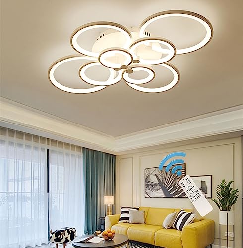 Ganeed Modern LED Flush Mount Lighting Fixture, Dimmable 8-Head Ceiling Light Lamp with Remote Control Chandeliers for Living Room Kitchen Bedroom Dining Room Office