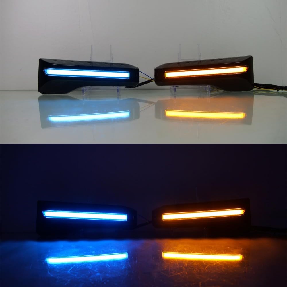 Las luces de conducción diurnas LED son compatible for Toyota Land Cruiser LC250 2024, A, Luz diurna de 6000k + luz de giro amarilla + Luz diurna nocturna azul hielo