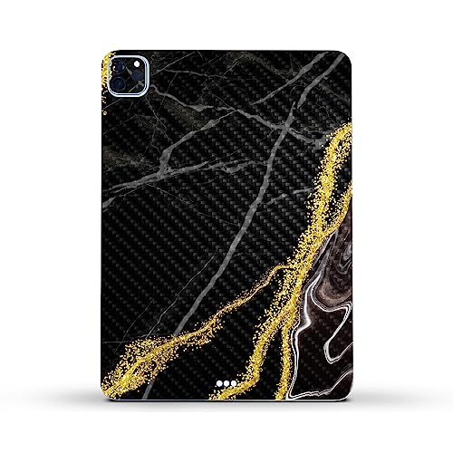 Image of MightySkins Carbon Fiber Skin Compatible with Apple iPad Pro 11 inch M2 4th Gen (2022) Full Wrap Kit - Black Marble Glitter | Protective, Durable Textured Carbon Fiber Finish | Made in The USA