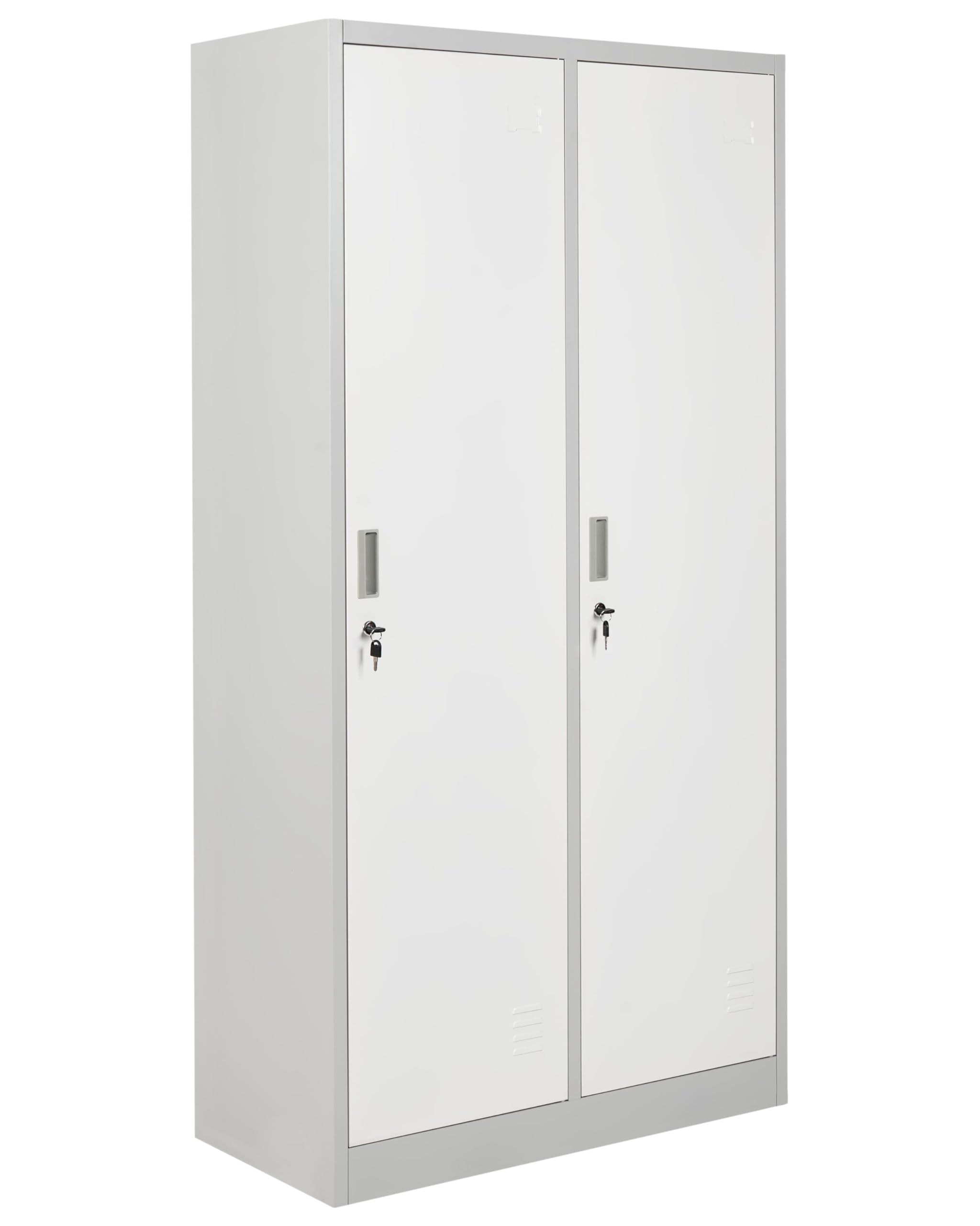 Doppelspind Umkleideschrank 2-türig Metall weiß / grau abschließbar Athlete