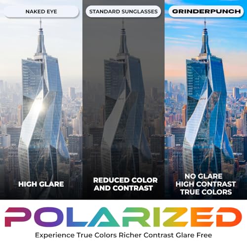 Image of grinderPUNCH Polarized Square Sunglasses for Men Black Designer Polarized Sunglasses Trendy Shades Sunglasses For Men UV 400 (2 Pack Black & Blue)