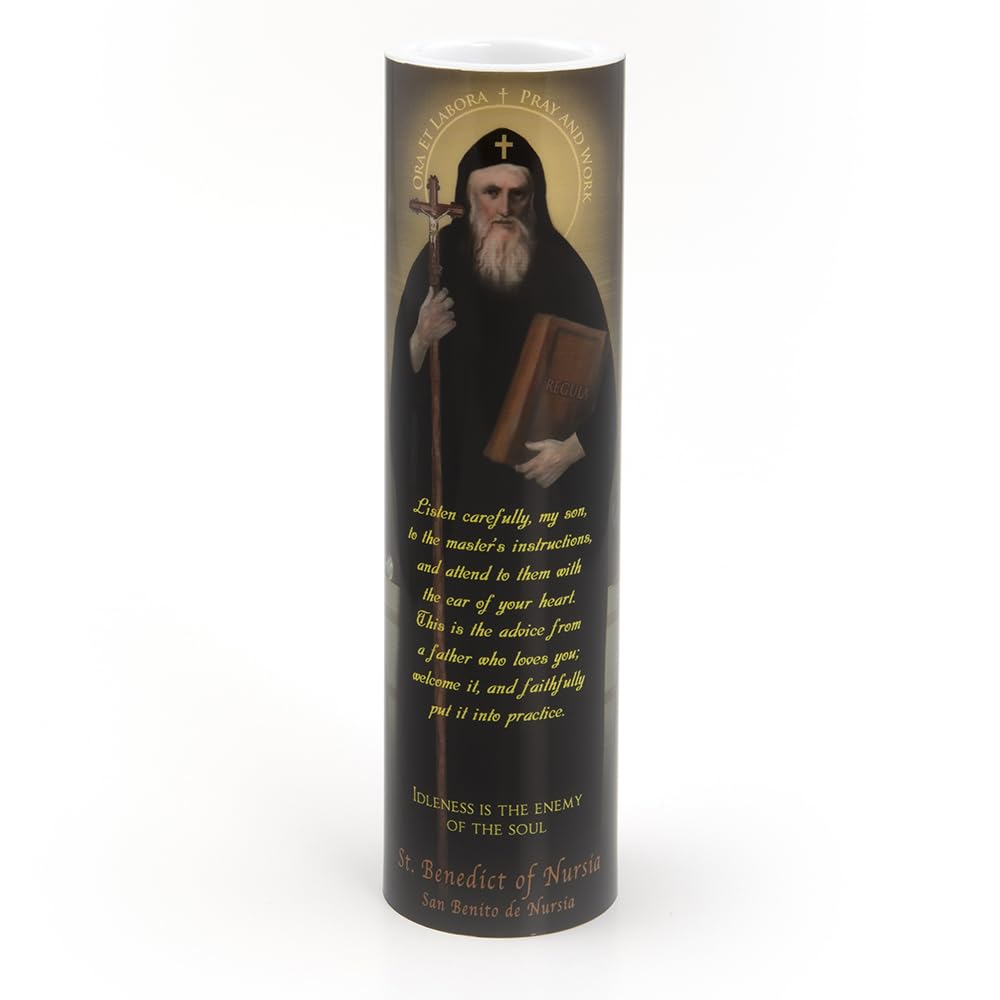 St Benedict, LED Flameless Devotional Prayer Candle