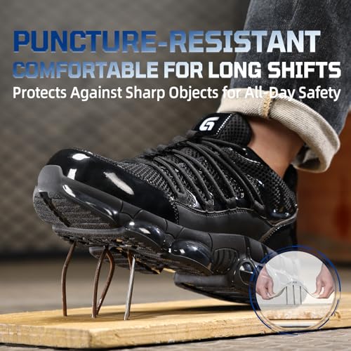 Image of Steel Toe Work Shoes for Men Lightweight Safety Shoes with Puncture Resistant Sole Comfortable Construction Industrial Work Shoe for Warehouse
