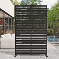 Diyfire Outdoor Privacy Screen 72" Decorative Fence Panel, Air Conditioner Fence, Freestanding Privacy Screens with Stand, Weather-Resistant Patio Divider Panel for Outside, Balcony, Pool, Black