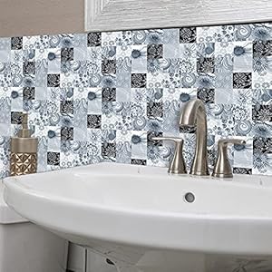 Vinilos Pared Cocina Copos De Nieve Azul Grisáceo Vinilo Adhesivo Cenefas Adhesivas Baño Cocina Azulejos Decorativos…